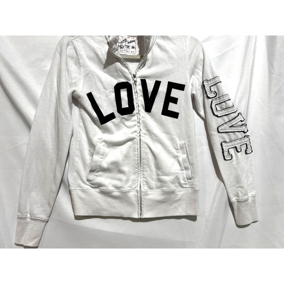 Reflex Full Zip Knit Jacket Women’s Sz M Love 3d Sweatshirt y2k grunge retro - Picture 1 of 9